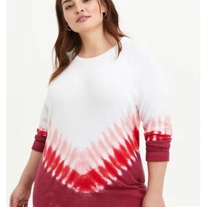 NWT Torrid White RED Tie Dye Sweater Sz